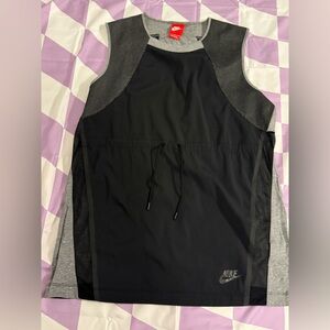 Nike women’s Sleeveless Mesh Tunic Top Black Gray Drawstring Size S